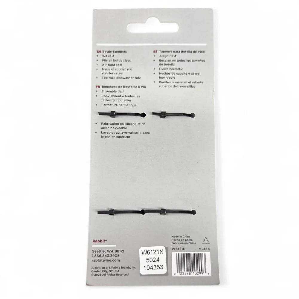 Rabbit Multi-Color Bottle Stoppers Set NEW IN PKG